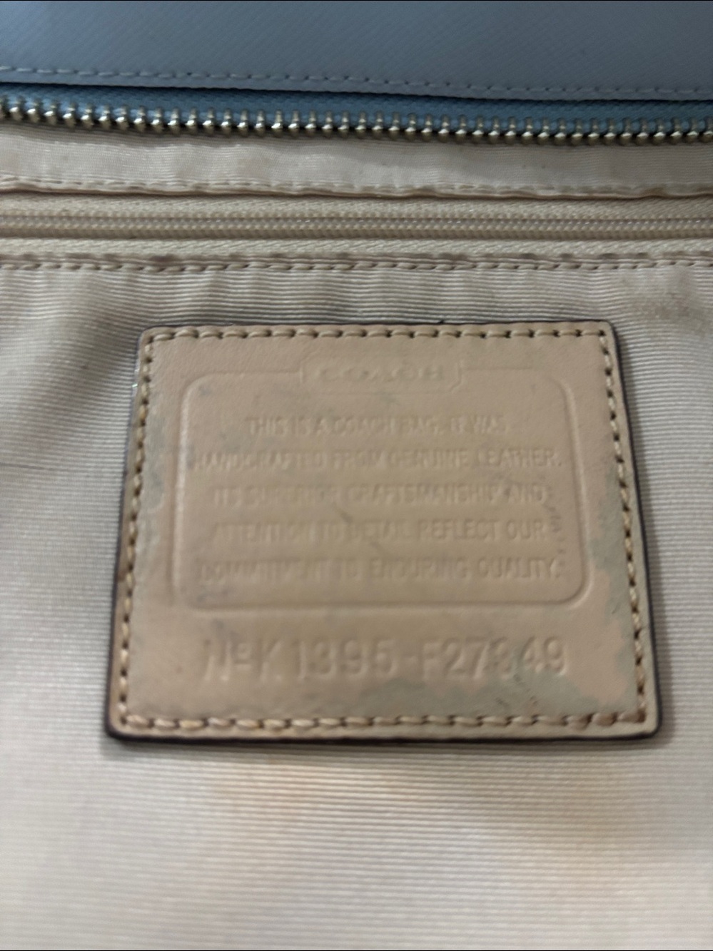 Coach Peyton Leather Tote Zip Top‎ in  blue saffiano-textured Shoulder Bag - Picture 8 of 16